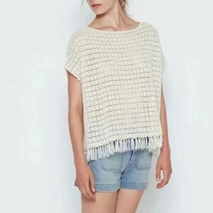 {Joie} Coachella Amal Crochet Fringe Top in Cream in Size XXS